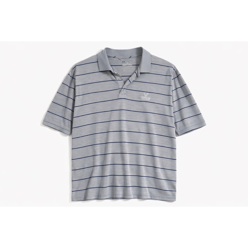 Under Armour Valhalla Golf Club‎ Polo Shirt Mens XL Gray Blue Striped HeatGear